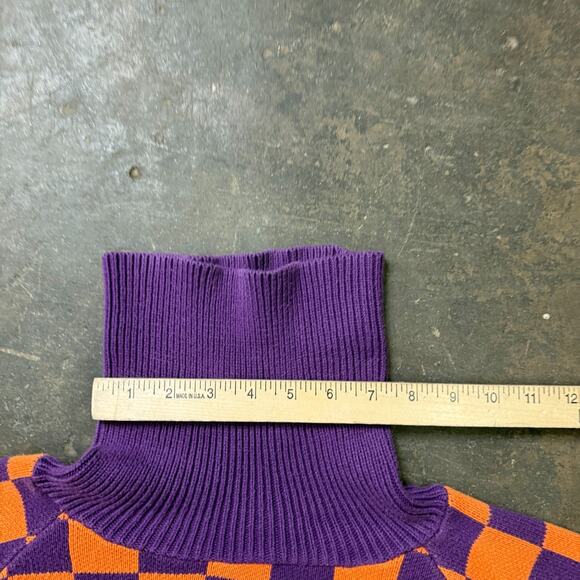 MINGA LONDON Turtleneck Checkered Sweater Cropped M/L Womens Knit Pullover - Picture 6 of 8